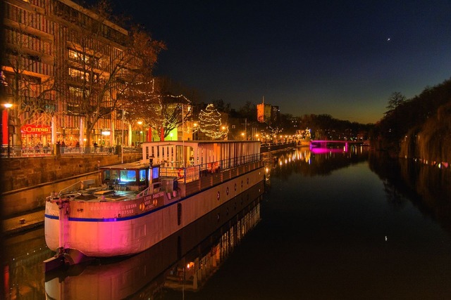 Heilbronn, Theaterschiff, Neckar, Fluß, Nacht, Flußfahrt, Schifffahrt