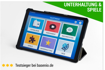 Banner Seniorentablet mit altersgerechten Spielen