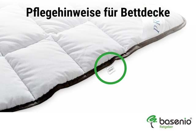 Bettdecke waschen | Die Pflegehinweise (Waschsymbole) finden sich oft an der Decker selber.
