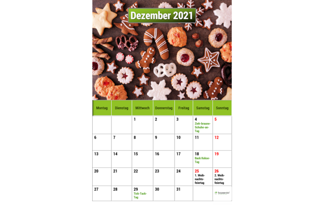 verrückte Feiertage Dezember 2021