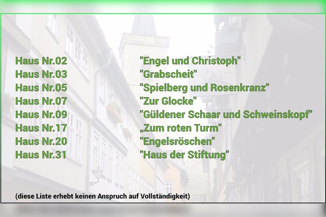 Häusernamen auf der Krämerbrücke