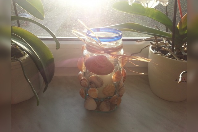 Windlichter basteln | maritime | Muscheln kleben | Sand